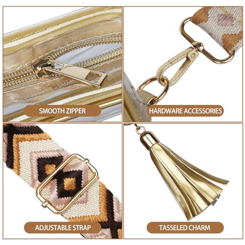 KJPHG Clear Bag Stadium Approved, Clear Crossbody Bag Adjustable Shoulder Strap for Concerts Sports Events Festivals