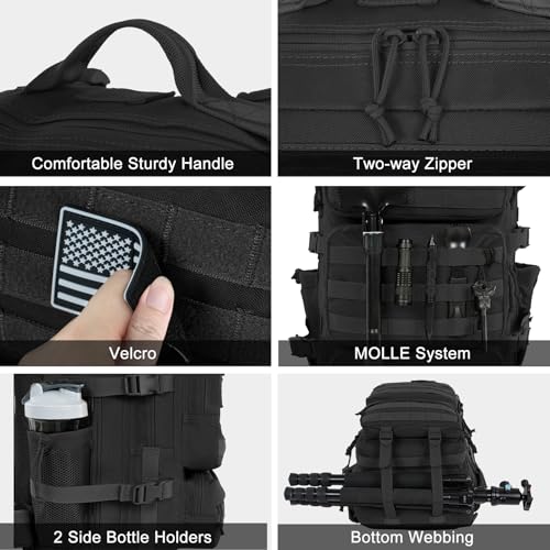 kookoomia 50L Military Tactical Backpack Large Day Backpack for Men Molle Army 3 Days Assault Pack Bug Out Bag Water Resis...