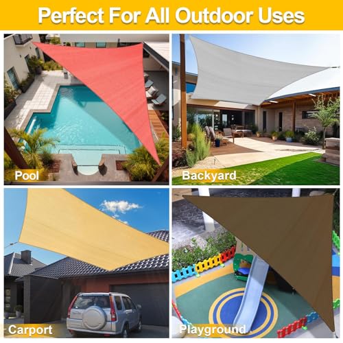 KANAGAWA Sun Shade Sail Curved 20'X26' Sand Rectangle Outdoor Shade Cover UV Blovk Canopy for Patio Garden Backyard Heavy ...