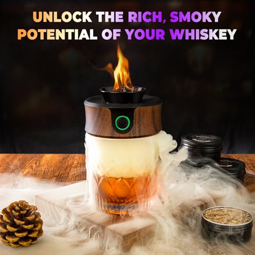 Electric Whiskey Smoker Kit with Torch, Best Whiskey Gifts for Men, 6 Wood Chips – Infuse Rich Smoky Flavors in Bourbon Ol...
