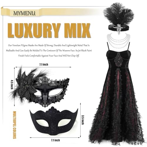 MYMENU Masquerade Mask for Women Men Couple Shiny Venetian Halloween Masks for Costume Cosplay Party Prom Ball