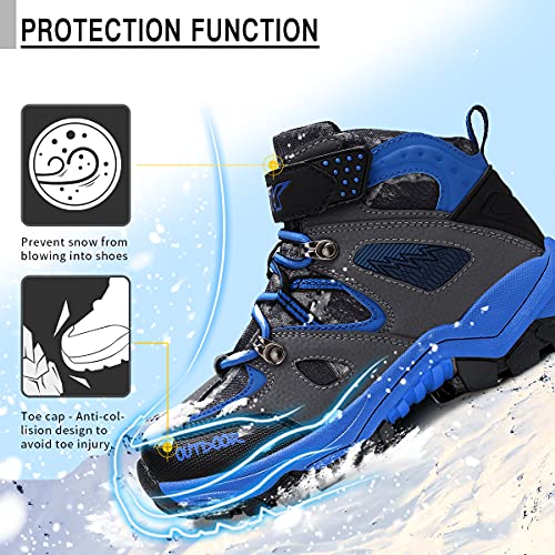 Littleplum Boys Snow Boots Winter Waterproof Antiskid Boots Hiking Outdoor Shoes Booties for Unisex Kids (Little Kid/Big Kid)