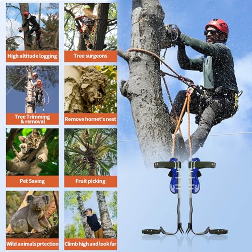 Rohseson Tree Climbing Spikes, Tree Climbing Gear with Non-Slip Pedal, Adjustable Tree Climbing Tool Set