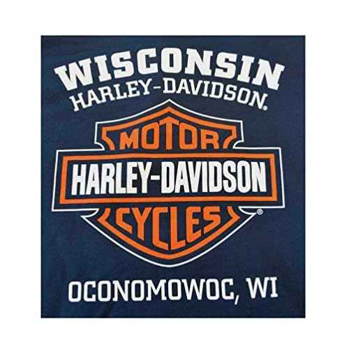 Harley-Davidson Men's Orange Bar & Shield Navy Pullover Sweatshirt 30291742