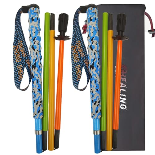 OKHEALING Trekking Poles Ultralight Carbon Fiber Folding Trekking Poles Set of 2, Hiking Poles with Moisture Wicking Handl...