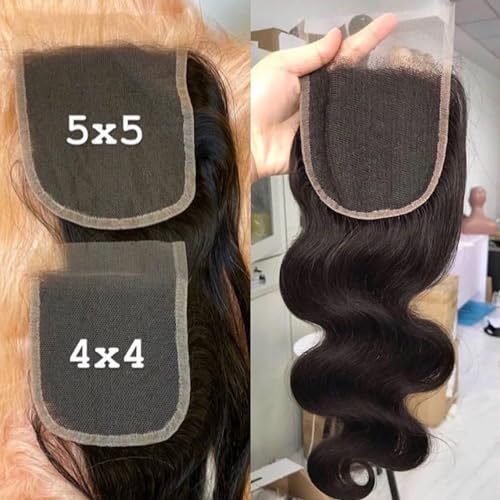 SKINLIKE Real HD Swiss Lace Closure Human Hair 5x5 Lace Closure with Clean Hairline Much More Density Full Cuticle Aligned Brazilian Human Hair Body Wave Style (20inch, HD BW 5x5 lace clsoure)