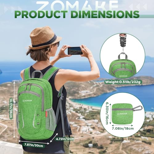 ZOMAKE Ultra Lightweight Packable Backpack 20L,Small Foldable Backpacks Hiking Water Resistant Collapsible Daypack for Wom...