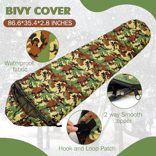 Macarrie Army Modular Military Sleeping Bag System for Adults Camo Thickened Multi Layered MSS Mummy Shaped Sleeping Bag w...
