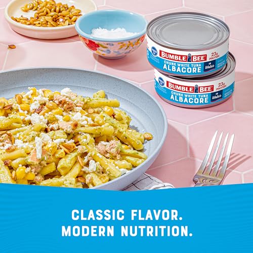 Bumble Bee Chunk White Albacore Tuna in Water, 5 oz Can (Pack of 24) - Wild Caught Tuna - 23g Protein per Serving, High in...