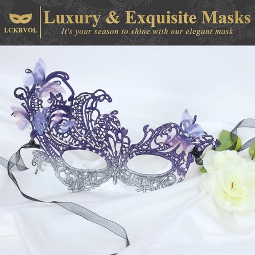 LCKRVOL Masquerade Mask for Women, Fit Well Mardi Gras Mask with Adjustable Strap for Masquerade Costume Party