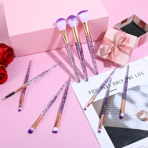 10 PCS Crystal Glitter Makeup Brushes, Cute Makeup Brushes Face Cosmetics Blending Brushes Professional Glitter Brushes fo...