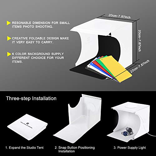 Mini Photo Studio Tent Jewelry Light Box Kit, SENLIXIN Portable Foldable Small Home Photography Studio Light Box Booth Sho...