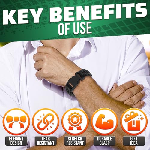 NADOBA Tactical Paracord Bracelets for Men – 9.5"x0.79" Survival Paracord Bracelet with Nylon Cord Wristband – Elegant Han...