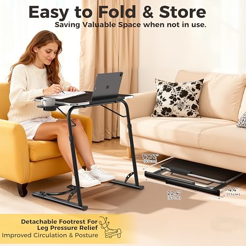 FoldWise Upgraded Folding TV Tray Table - Extra Large & Sturdy Laptop Table for Couch, Height & Angle Adjustable Desk for ...