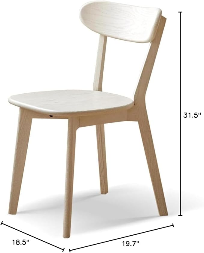 Hymus 100% Solid Oak Wood Dining Room Chairs - Practical Kitchen Chairs for Dining Room, Kitchen, Living Room (1, White)
