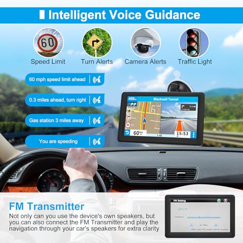 7" GPS Navigator for Car Truck RV, Car GPS Navigation System with 2026 Maps, Lifetime Free Updates, Voice Guidance, Speed...