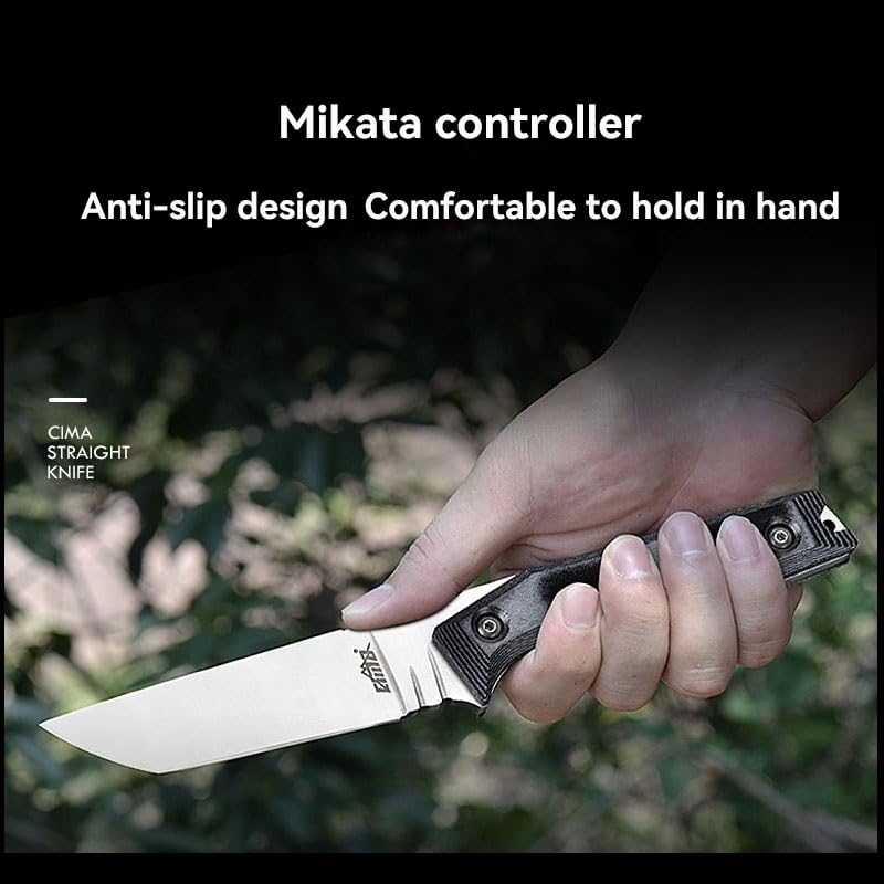 Survival hunting knife with sheath, 9.25-inch full tang fixed blade tactical outdoor knife, suitable for camping, outdoor ...