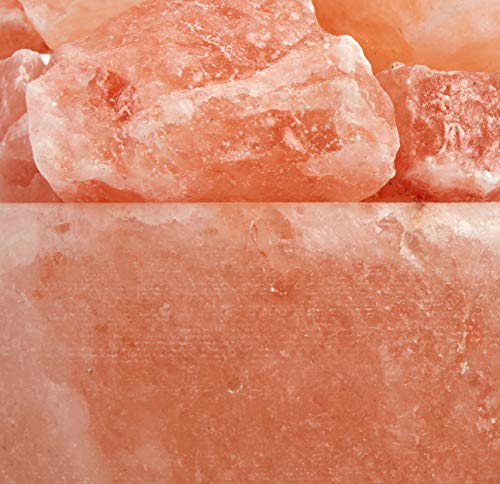 Spantik Himalayan Salt Lamp Bowl with Natural Crystal Chunks, Dimmer Cord and Classic Wood Base Premium Quality Authentic from Pakistan