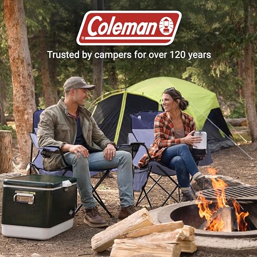 Coleman Portable Camping Chair with 4-Can Cooler, Cushioned Seat & Back with Side Pockets & Cup Holder, Carry Bag Include...