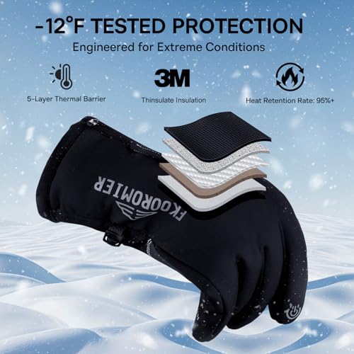EKOROMIER Winter Gloves for Men Women, -12℉ Touchscreen Gloves Waterproof Windproof Thermal Skiing Gloves with 3M Thinsula...