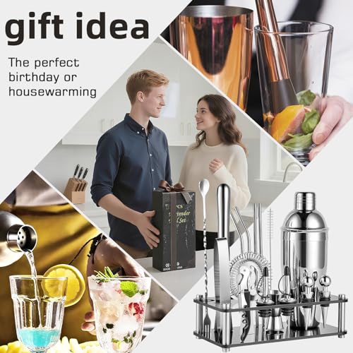 ARTFLY 18-Piece Professional Cocktail Shaker Set and Bartender Kit with Stand, Stainless Steel Bar Tools Gift Set with Mud...
