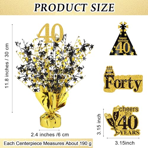 Tatuo 4 Pcs Metallic Foil Spray Centerpiece Happy 30th 40th 50th 60th Years Centerpiece Table Decorations for Black and Go...