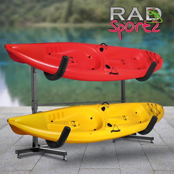 Rad Sportz Kayak Storage Rack - Freestanding Adjustable Stand with Padded Arms and 400lb Capacity for Canoes, SUP, or Padd...