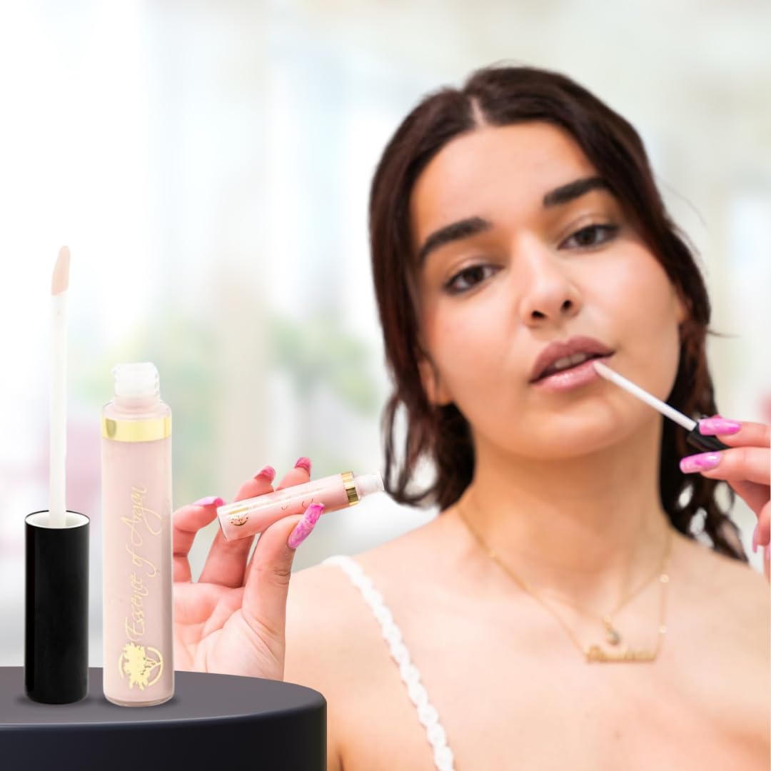 Essence Of Argan Inspiration Lip Gloss with Moroccan Argan Oil to Moisturize and Plump your Lips - Lip Care to Eliminate Dryness