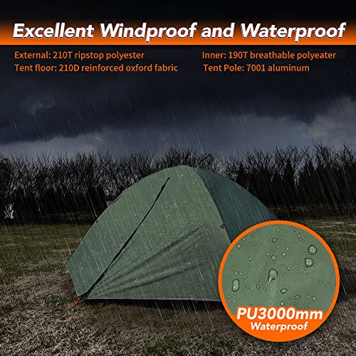 MC TOMOUNT Backpacking Tent 1-2 Person Waterproof Lightweight Double Layer Free-Standing Aluminum Pole for Outdoor Camping...