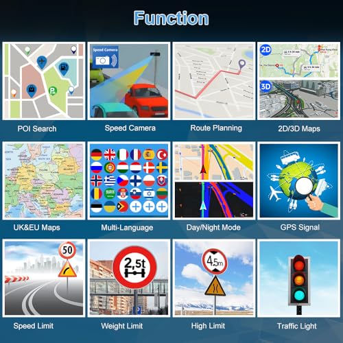 AWESAFE GPS Navigator for Car, Latest 2025 Map 7 Inch Touch Screen, Real Voice Spoken Turn-by-Turn Direction Reminding Nav...