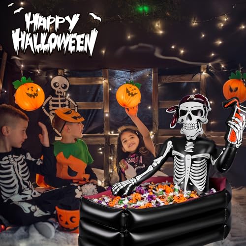 39 Inch Halloween Inflatable Decorations Skeleton Drink Cooler, Large Capacity Ice Bucket for Drinks, Halloween Party Supp...