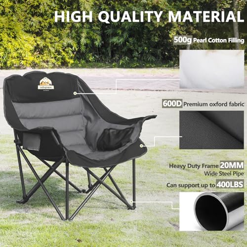 Colegence Oversized XL Padded Camping Chair Wide Heavy Duty Lawn Chairs Support 450 LBS Portable Folding Gaint Camp Chair ...