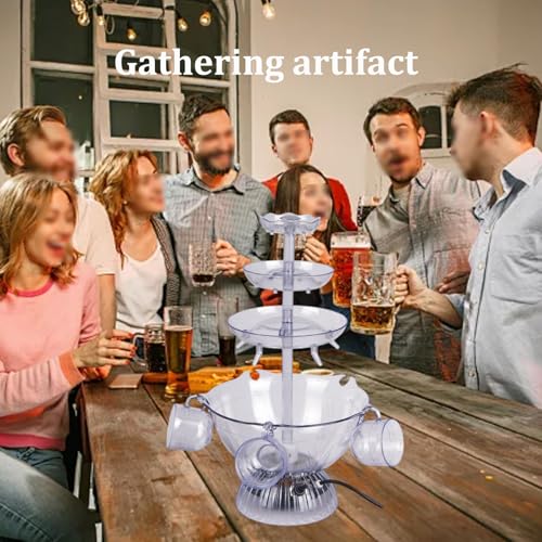 Electric Stainless Steel Champagne Fountain,3-Layer Red Wine/Juice Fountain Machine,Stainless Steel Electric Commercial Re...