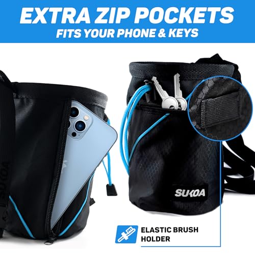 Chalk Bag for Rock Climbing - Rock Climbing Gifts Gear Accessories - Quick-Clip Belt, Large Zippered Pockets & Brush Holde...