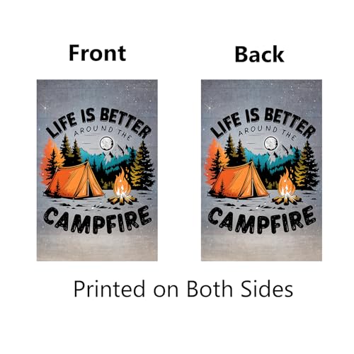 Camping Garden Flag 12x18 Inch Double Sided Life is Better Around The Campfire Camping Flags for Campsite RV Camper Yard O...