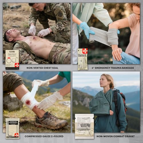 19PCS IFAK Trauma Kit, First Aid Kits Refill Supplies with Tourniquet, Emergency Trauma Bandage, Non-Vented Chest Seal, Em...