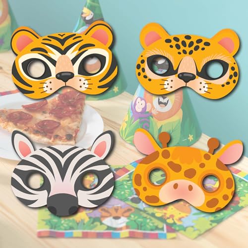 Safari Photo Booth Props - 41-pc Photobooth Kit with 8 x 10-Inch Sign, 60 Adhesive Pads, 45 Sticks - Kids Photo Booth Prop...
