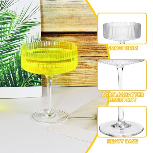 10OZ Plastic Martini Glasses, Set Of 12 - Shatterproof&Reusable Cocktail Glasses With Classic Design, Perfect For Home Us...