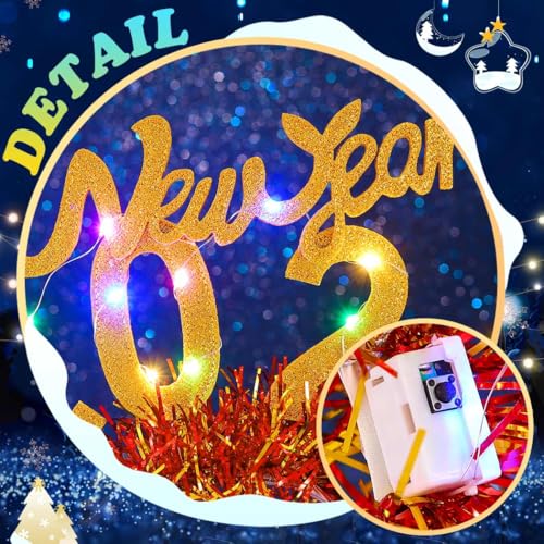 TWINKLEDE Sparkly 2026 New Year Eve Headband Led Happy New Year Party Hair Accessories for Women (Gold, One Size)