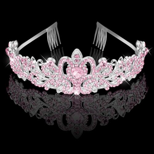 UlZDVUli Birthday Princess Crown, Birthday Princess Headband Tiara Sash Accessories Set for Women, Pink Crown Sash Decorat...