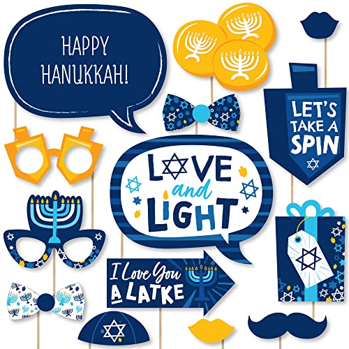 Big Dot of Happiness Hanukkah Menorah - Chanukah Holiday Party Photo Booth Props Kit - 20 Count