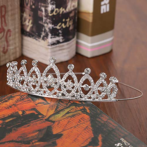 Hedume 6 Pack Princess Crystal Tiara Crown Headbands, Silver Metal Sparkly Glitter Rhinestone Hair Accessories, Girls Wome...