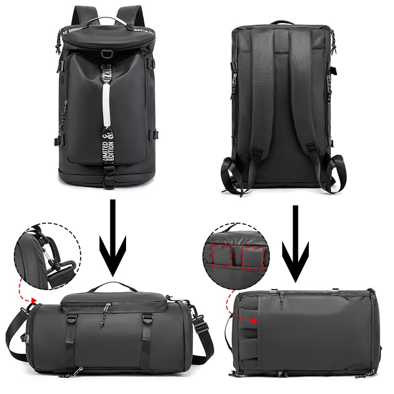 FUNYAGO Gym Duffle Bag Waterproof black Laptop Backpack Suitable for Hiking, Fishing, Travel 40L Large Capacity Trendy Coo...