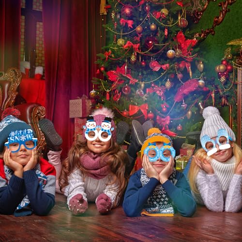 Harrycle 36 Pcs Winter Party Favors Snowflake Paper Eyeglasses Winter Wonderland Party Decorations Photo Booth Props for C...
