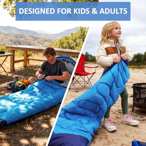 oaskys Camping Sleeping Bag - 3 Season Warm & Cool Weather - Summer Spring Fall Lightweight Waterproof for Adults Kids - C...