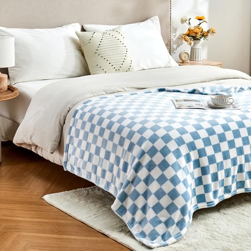 Edenleaf Checkered Blanket Flannel Throw Blankets Soft Cozy Checkered Grid Print Chessboard Gingham Pattern Throws for Bed...