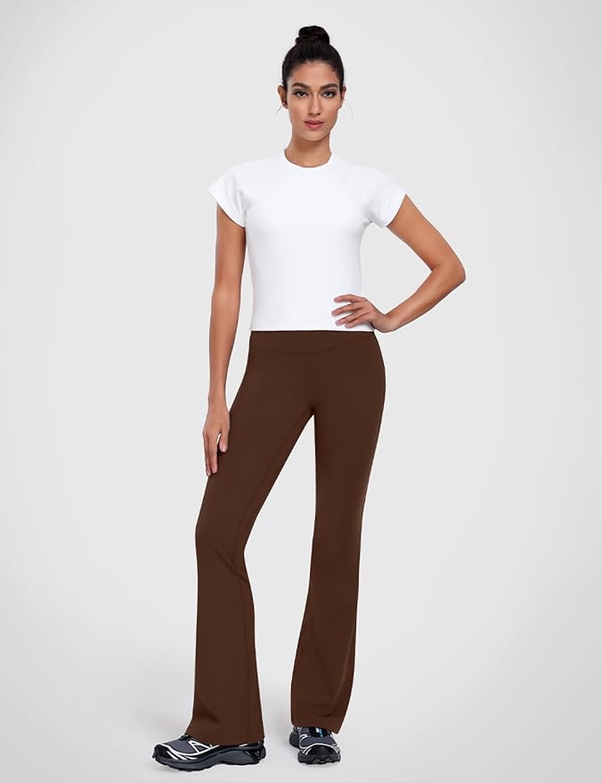 HeyNuts Harmony Flare Leggings 29"/30.5"/32.5"/34.5", High Waisted Tummy Control Wide Leg Bootcut Yoga Pants Lounge Soft
