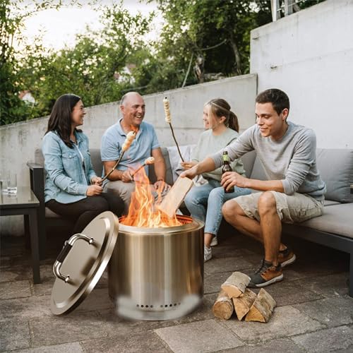 Fire Pit Lid for Solo Stove Bonfire 2.0, 304 Stainless Steel Fire Pits Round Lid with Heat Resistant Handle, Camping for S...