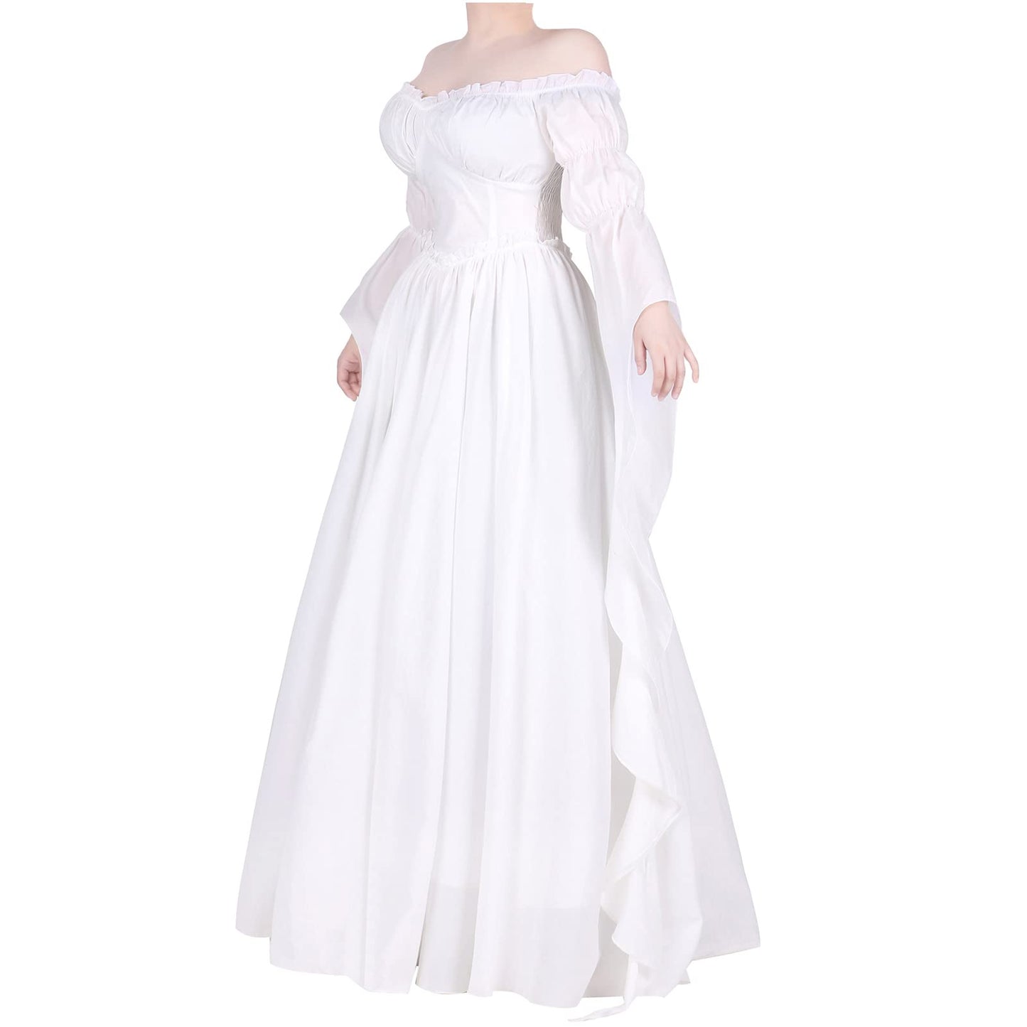 Vibsion Medieval Renaissance Dress Renaissance Faire Costume for Women Victorian Gothic Witch Wedding Dresses S/M