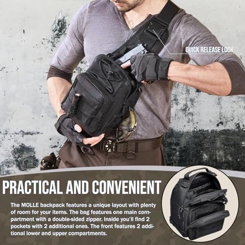 LBlanco Tactical Shoulder Sling Bag Small Outdoor Chest Pack Backpack for Men Traveling, Trekking, Camping, Sling Backpack